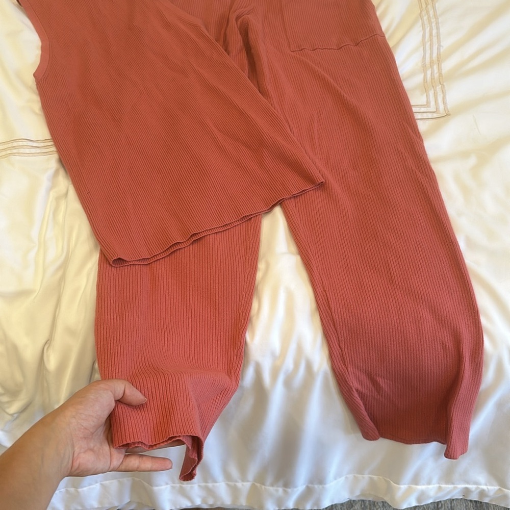 Sundays Ribbed Knit Set in Rust - Picture 3 of 5